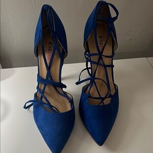 JustFab Women's Royal Blue Suede Strappy Heels
